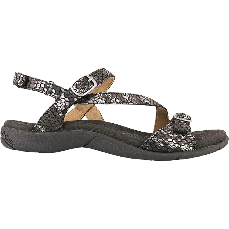 sandals for walking on the beach with cushionWomen's Taos Beauty 2 Black Snake Leather