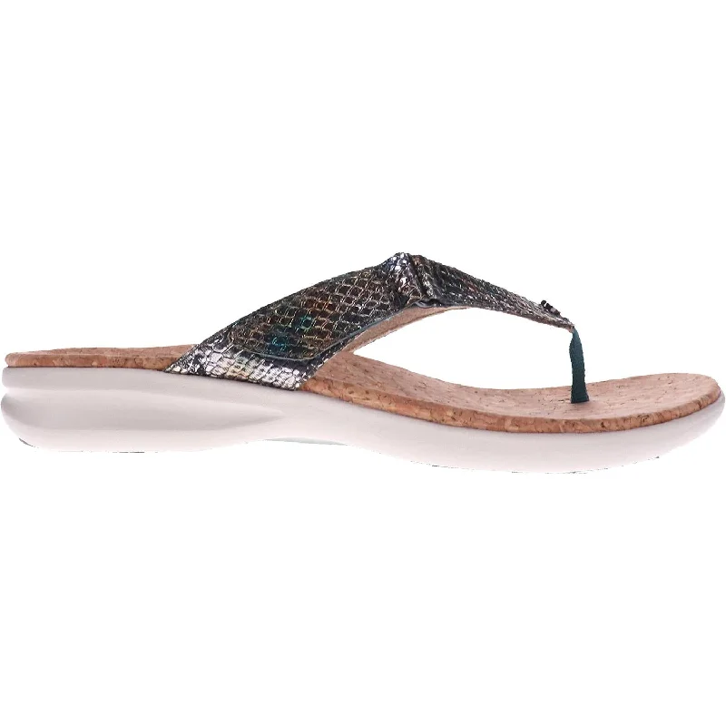 sandals for walking on the beach with cushionWomen's Revere Napoli Peacock Python Leather