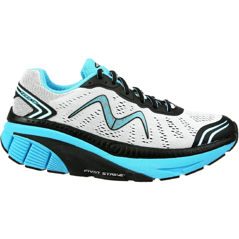 athletic shoes for women with high-performance material for durability-Athletic shoes for fast shippingMen's MBT Zee 17 Running Shoe White/Black/Blue Mesh