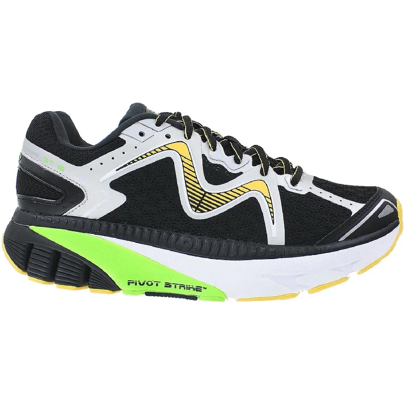 athletic shoes for men with ankle padding for added support-Athletic shoes with slip-proof solesMen's MBT GT 16 Running Shoe Black/Lime/Orange Mesh