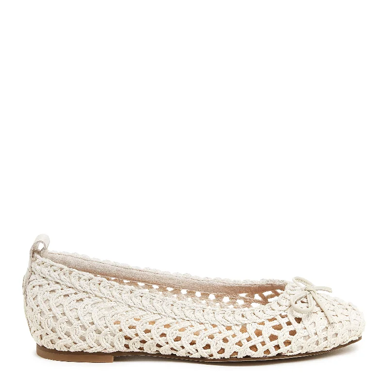 Comfortable flats for active women with soft soles-Flats for understated fit-Frankie Ivory Crochet Ballet Flats