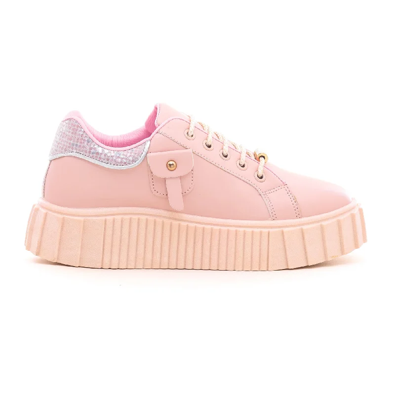 athletic shoes for men with easy-to-clean material for low maintenance-Athletic shoes with plush heelsWomen Pink Casual Sneaker AT7199