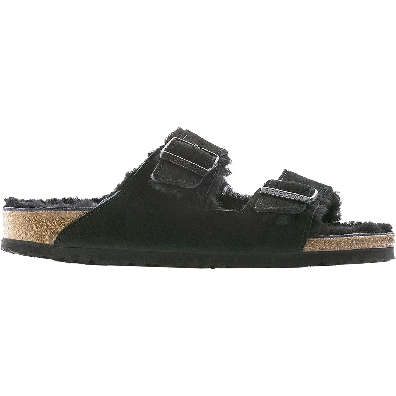 sandals for all-day wear with comfortable footbedWomen's Birkenstock Arizona Shearling Black Suede