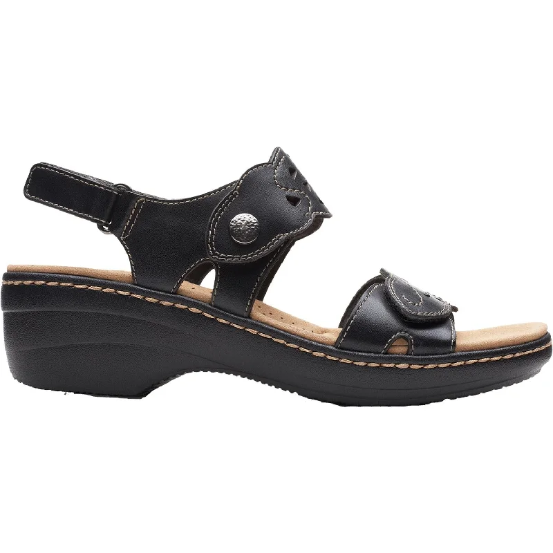 sandals for walking on the beach with cushionWomen's Clarks Merliah Dove Black Leather