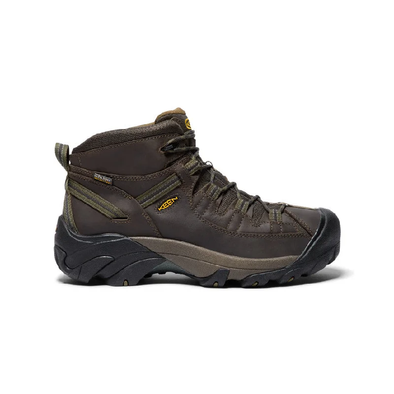 Stylish lace-up boots for men with bold stitching-Men's Targhee II Mid Waterproof Hiking Boots  |  Canteen/Dark Olive