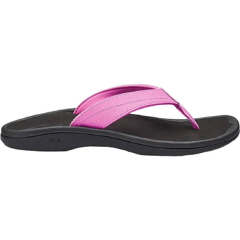 sandals with breathable footbed for comfortWomen's OluKai Ohana Dragon Fruit/Black Synthetic