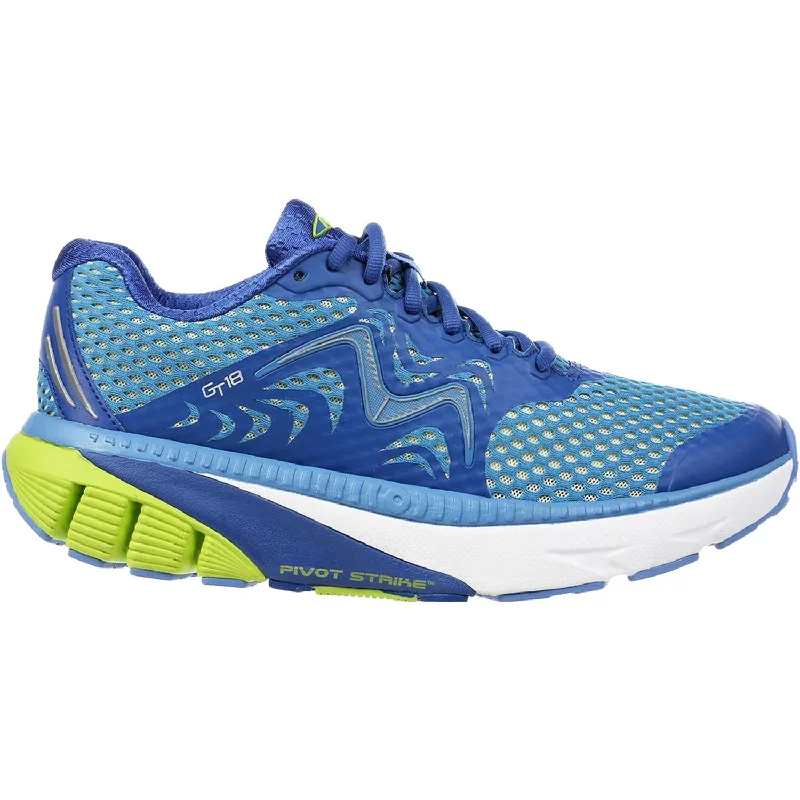 athletic shoes for men with flexible upper for natural movement-Athletic shoes for ankle supportMen's MBT GT 18 Running Shoe Navy Blue/Lemon Green Mesh