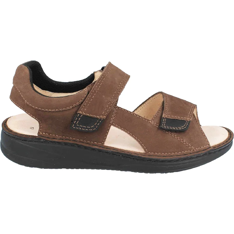 sandals for stylish beach wearMen's Finn Comfort Skiathos Chestnut/Black Nubuck