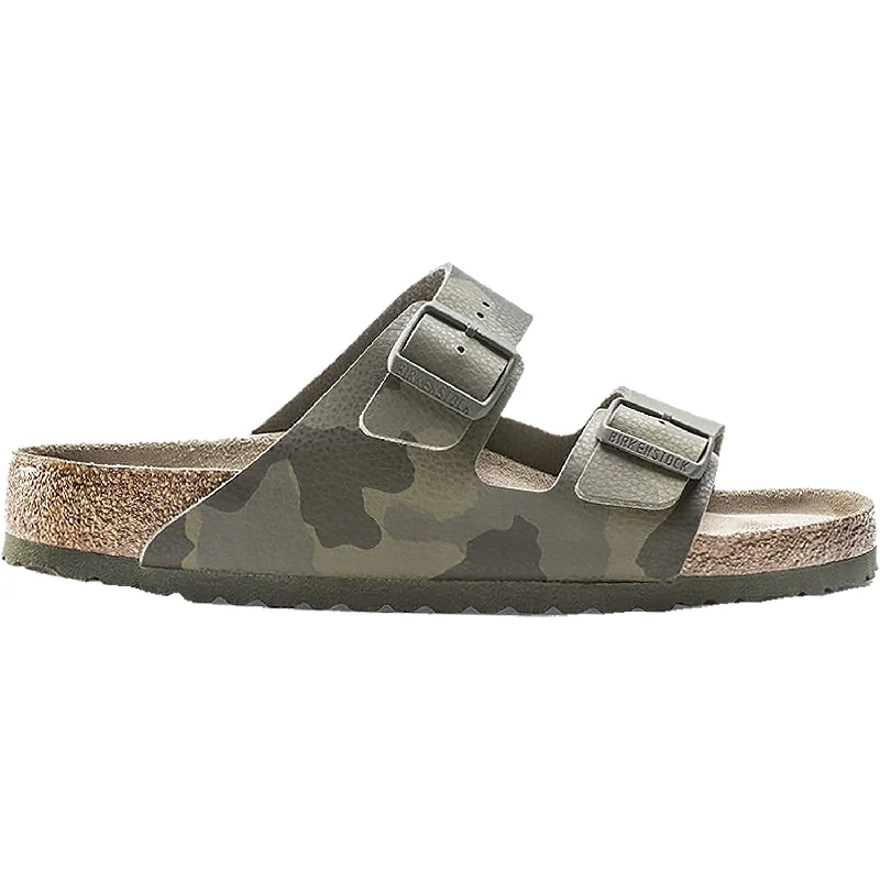 sandals for both outdoor and formal wearMen's Birkenstock Arizona Soft Footbed Desert Soil Camo Green Birko-Flor