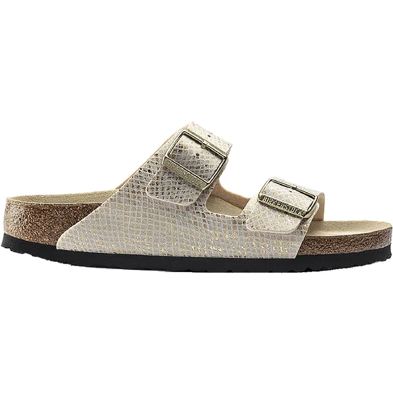 sandals with lightweight straps for relaxed wearWomen's Birkenstock Arizona Python Eggshell Microfiber