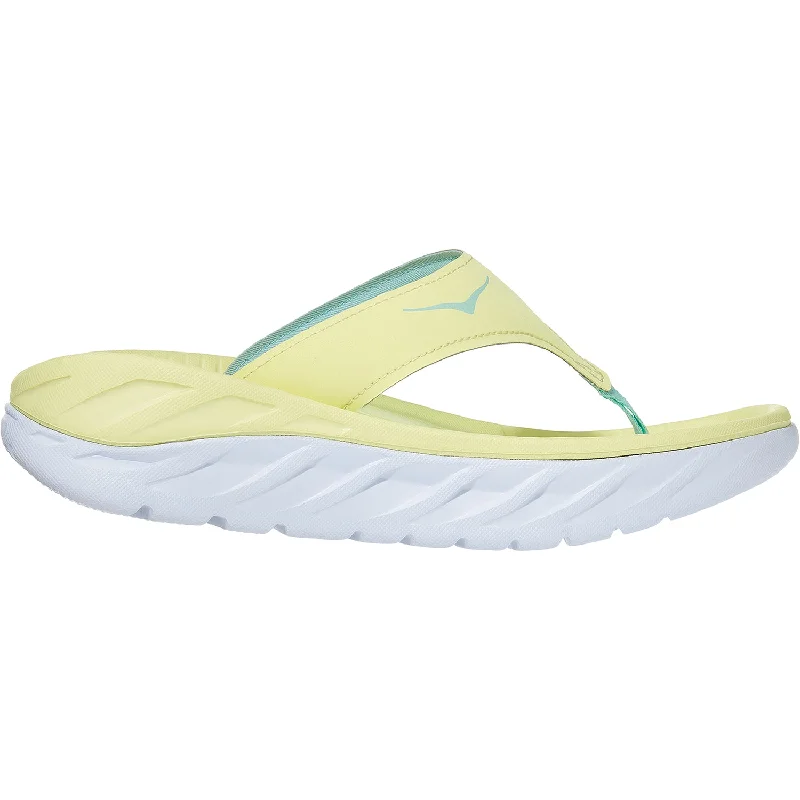 sandals for outdoor activities and sportsWomen's Hoka One One Ora Recovery Flip Luminary Green/Blue Fabric