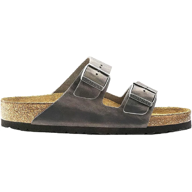 sandals for both indoor and outdoor funUnisex Birkenstock Arizona Soft Footbed Iron Oiled Leather