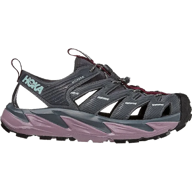 slip-resistant sandals for safe walkingWomen's Hoka One One Hopara Castlerock/Elderberry Synthetic