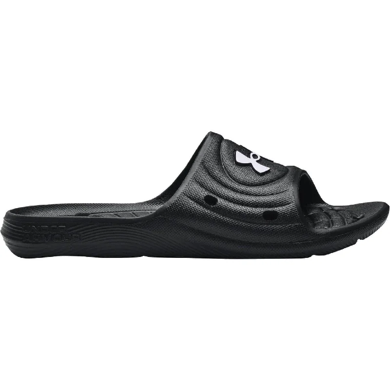 slippers for men with thick sole for improved support-Slippers near quiet rooms-Under Armour Locker IV Sliders - Black