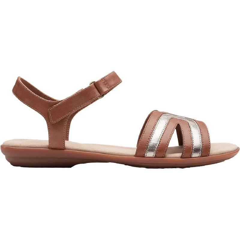 sandals for beach events with trendy designWomen's Clarks Ada Mist Tan Metallic Combi Leather