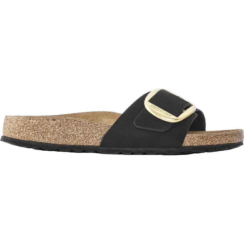 sandals for everyday wear with comfy featuresWomen's Birkenstock Madrid Big Buckle Black Nubuck