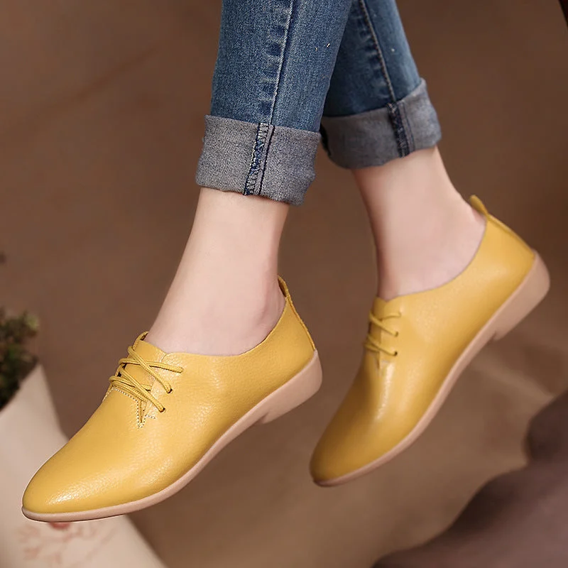 Comfortable flats with memory foam for cushioning and support-Flats with retro fit-Women flats 2019 single oxford shoes fall women shoes flats leather mom solid color casual loafers shoes woman tenis feminino