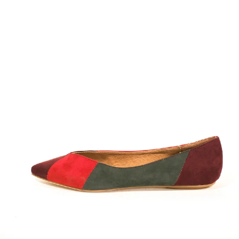 Trendy flats with patent leather finish for a shiny, chic appeal-Flats for everyday fit-Pedro Patchwork Suede Ballet Flats