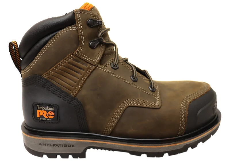 Comfortable boots for men with fleece-lined interior-Timberland Mens Pro Ballast 6 Inch Steel Toe Leather Work Boots