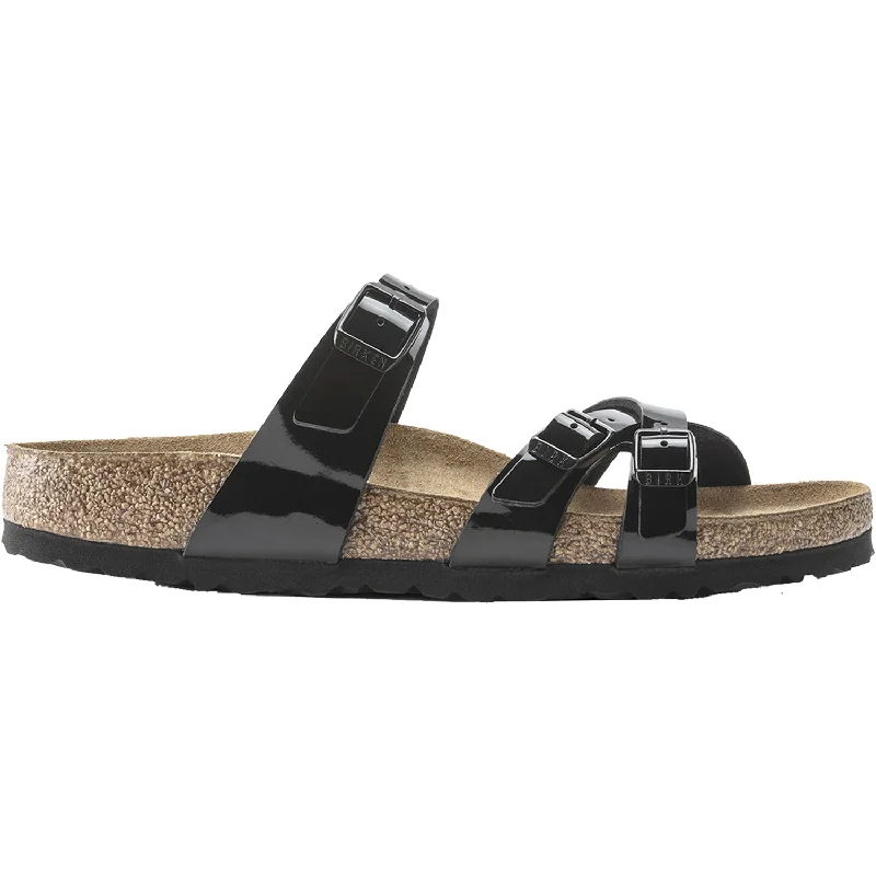 sandals with foot support for comfort and stabilityWomen's Birkenstock Franca Black Patent Leather