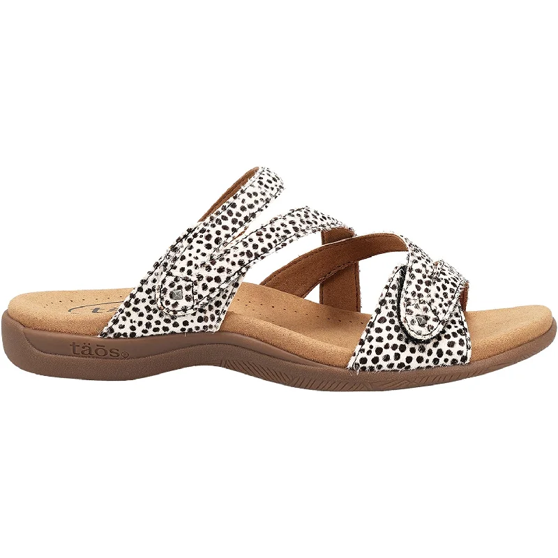 sandals for both indoor and outdoor funWomen's Taos Double U Black/White Cheetah Multi Leather