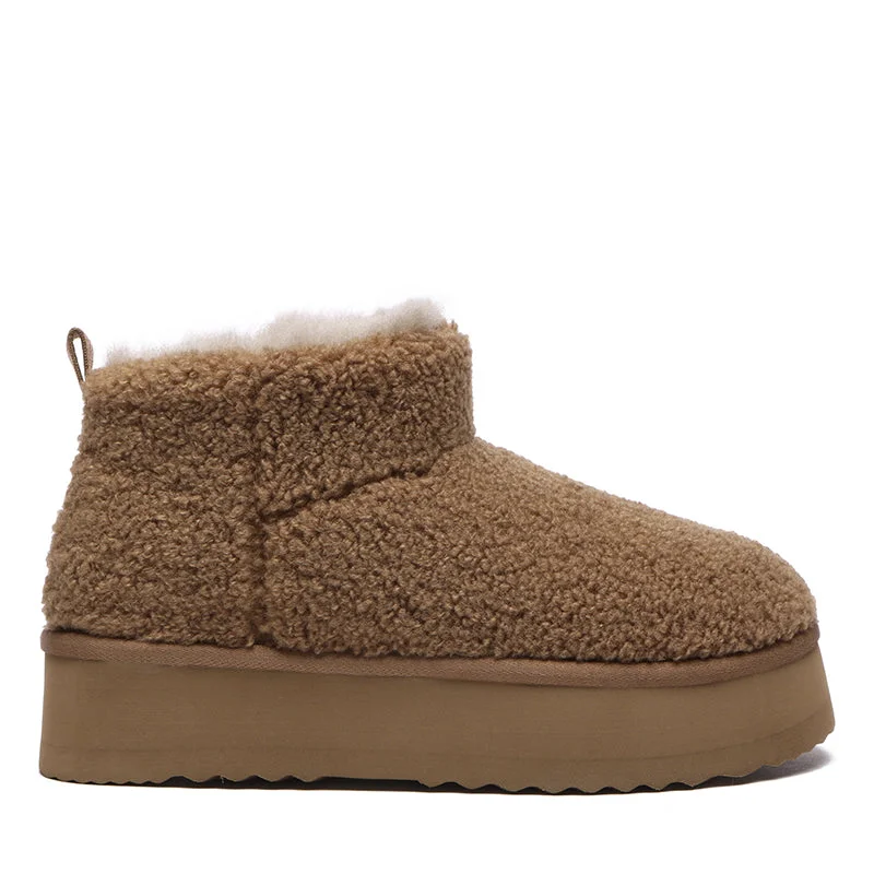 Comfortable snow boots for men with faux shearling lining-ULTIMATE Sheepskin Comfy Boots Platform