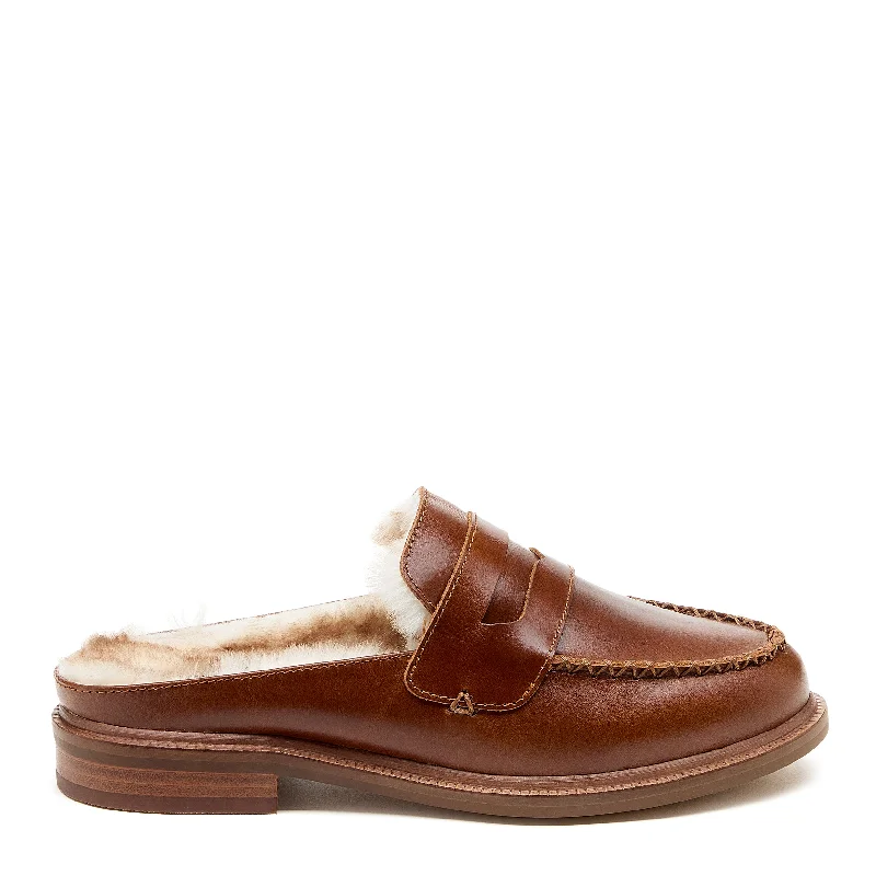 loafers for travel and sightseeingLoafers for Casual MeetingsLock Cognac Faux Fur Loafer Mules