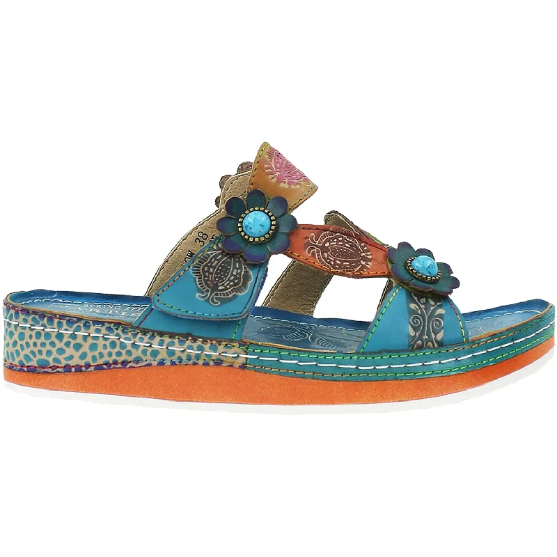 sandals with comfortable sole for summer adventuresWomen's L'Artiste by Spring Step Pillow Turquoise Leather