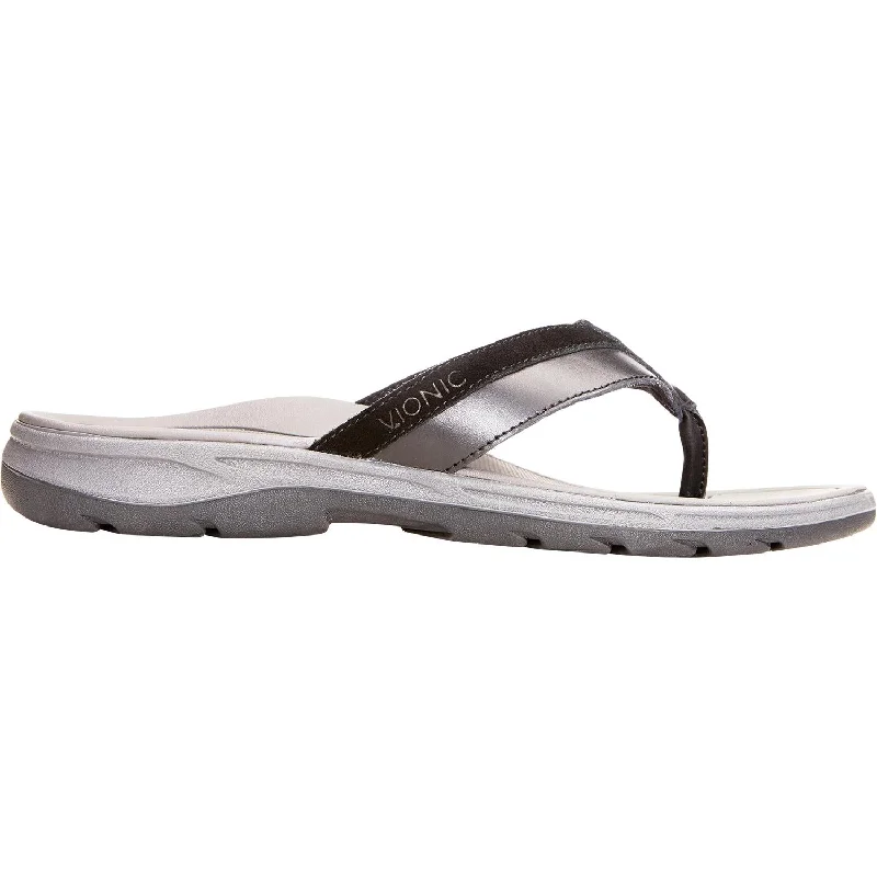 sandals with comfortable soles for outdoor adventuresMen's Vionic Dennis Black Leather