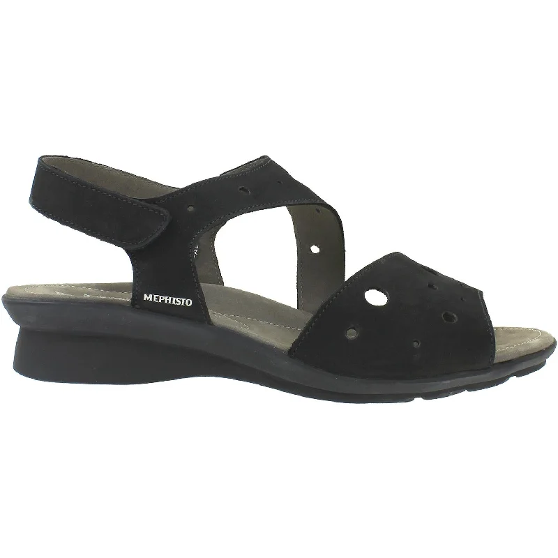 sandals with heel support for better fitWomen's Mephisto Phiby Perf Black Bucksoft Nubuck