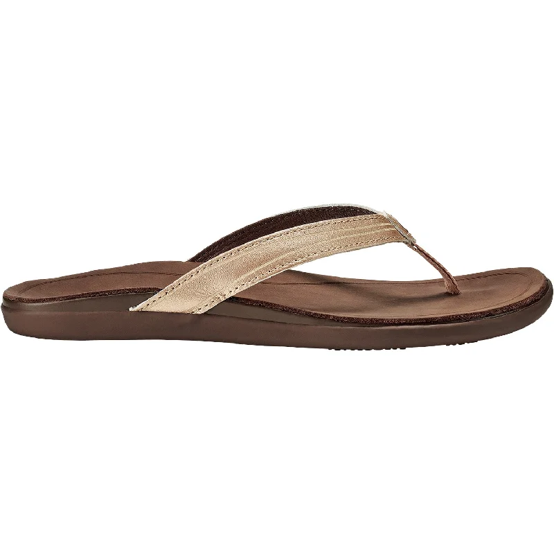 sandals for stylish outdoor wearWomen's OluKai Aukai Copper/Dark Java Leather