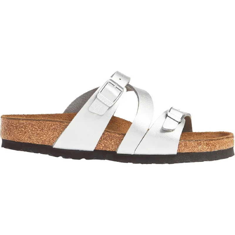 sandals for everyday use with sleek lookWomen's Birkenstock Salina Silver Birko-Flor