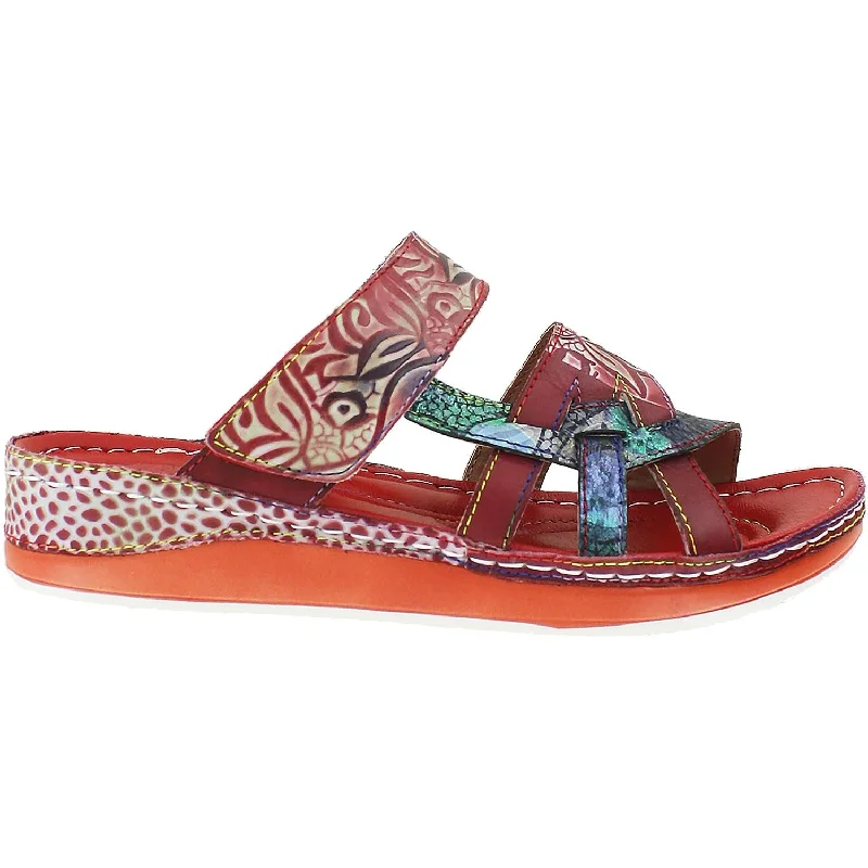 sandals with foot arch support for improved postureWomen's L'Artiste by Spring Step Caiman Red Multi Leather