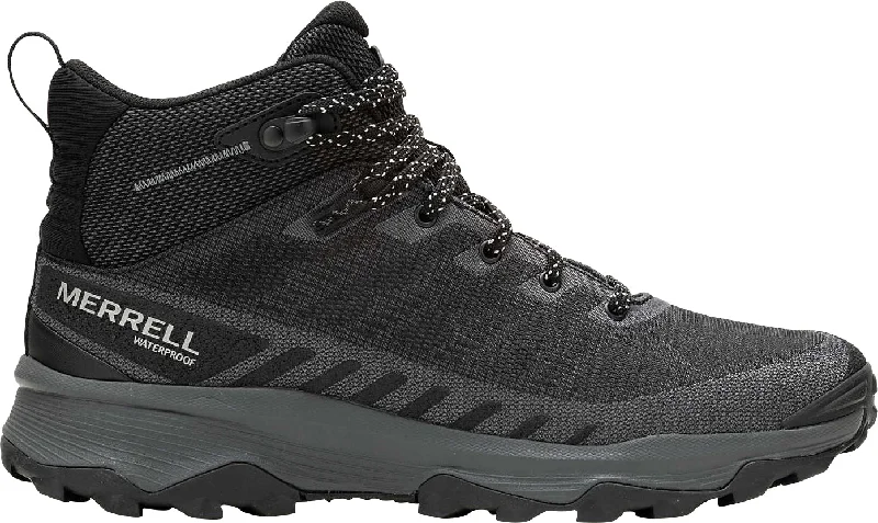 Stylish boots for women with velvet finish-Merrell Speed Eco Mid Waterproof Mens Walking Boots - Black