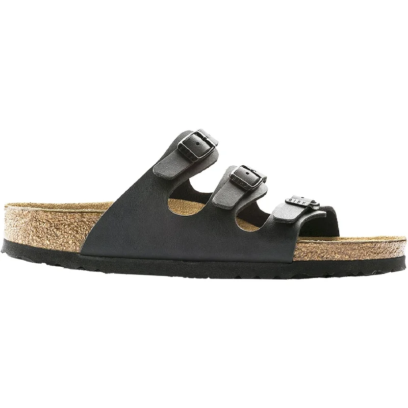 sandals with padded footbed for comfortWomen's Birkenstock Florida Soft Footbed Black Birko-Flor