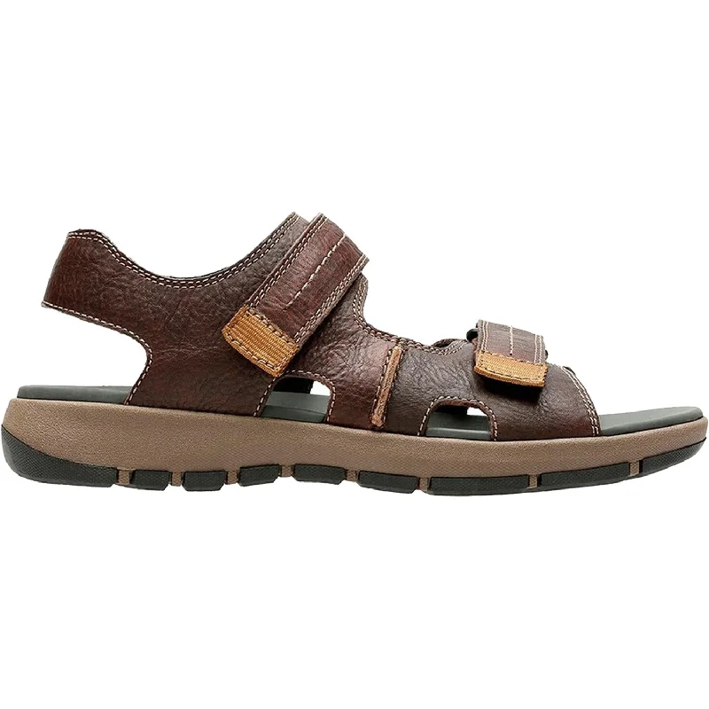 sandals for all-day comfort with cushioned footbedMen's Clarks Brixby Shore Dark Brown Leather