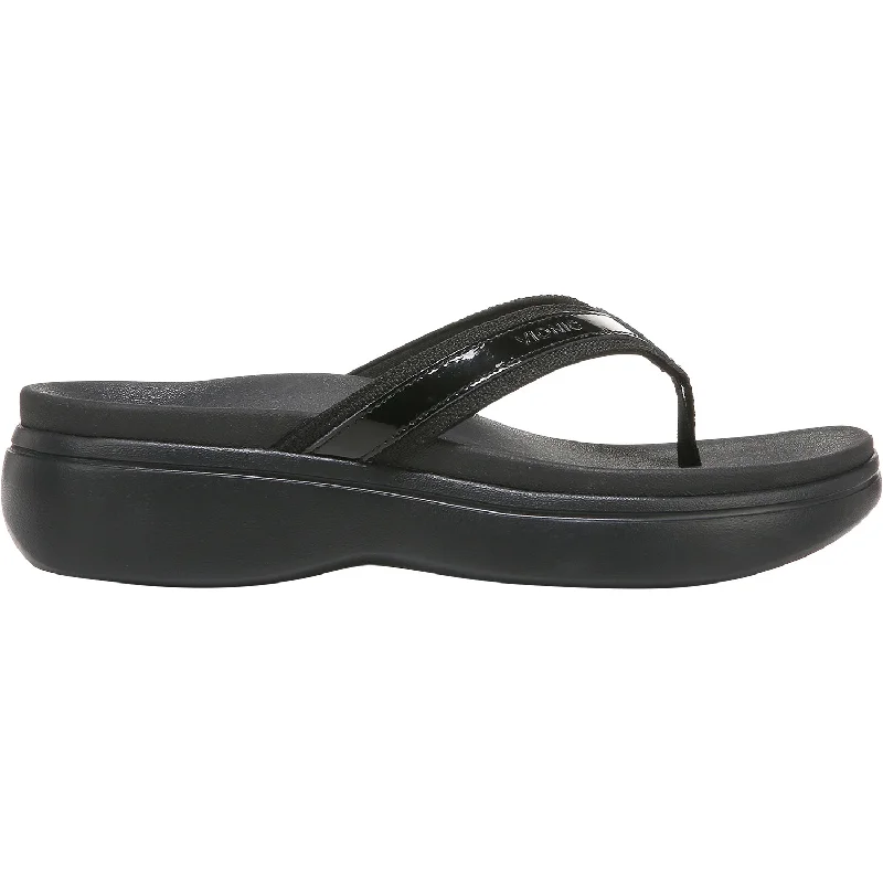 sandals with breathable footbed for all-day wearWomen's Vionic High Tide II Black Leather