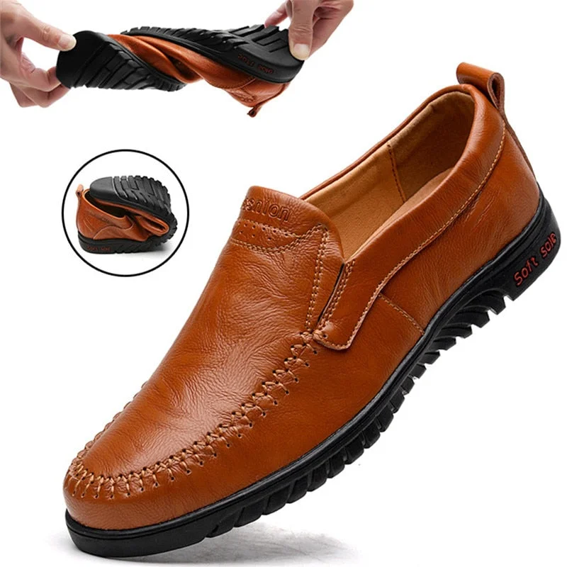 Flats for women with textured material for added style-Flats with soft fit-DEKABR Men Shoes Genuine leather Comfortable Men Casual Shoes Footwear Chaussures Flats Men Slip On Lazy Shoes Zapatos Hombre