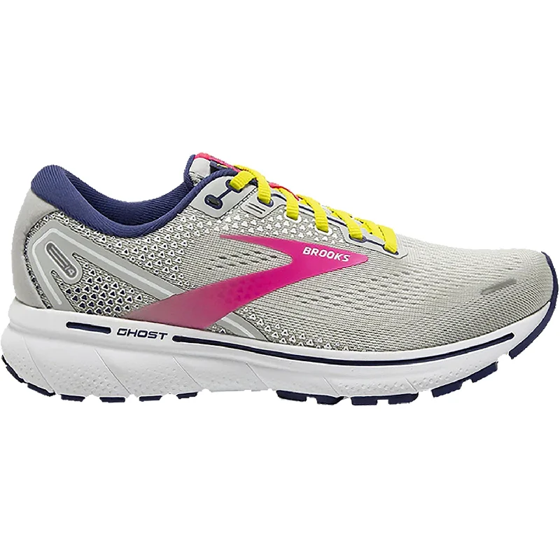 athletic shoes for men with lightweight mesh upper for breathability-Athletic shoes with flexible heelsWomen's Brooks Ghost 14 Grey/Pink/Sulphur Spring Mesh