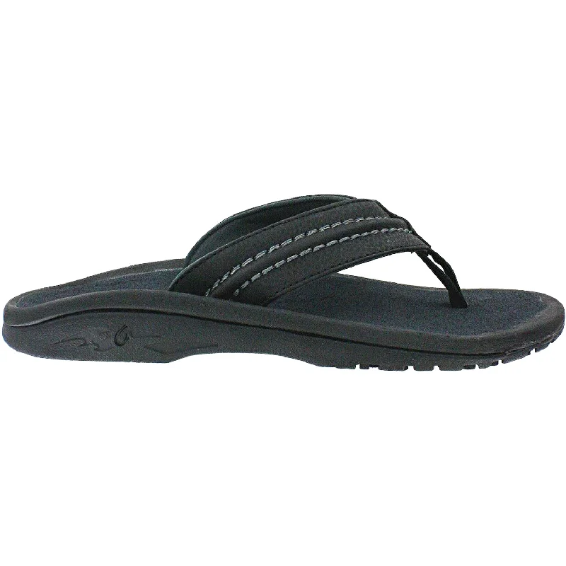 sandals for stylish summer casual outfitsMen's OluKai Hokua Black/Dark Shadow Synthetic