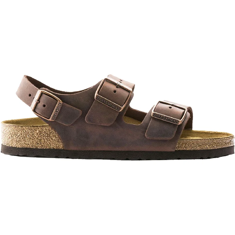 sandals for summer vacations with stylish designsUnisex Birkenstock Milano Habana Oiled Leather