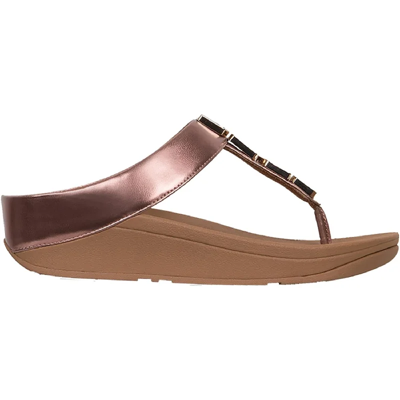 sandals for both relaxed and formal outfitsWomen's Fit Flop Fino Shellstone Rose Gold Leather