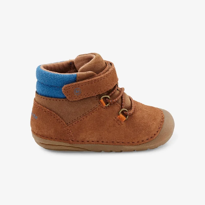 Comfortable high-top boots for men with padded collar-Stride Rite Infant Boys SM Russell Hiker Boot Velcro Brown