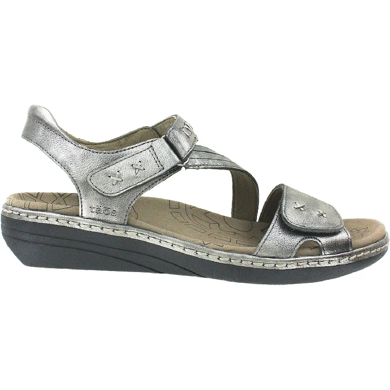 sandals with trendy woven design for added textureWomen's Taos Zenith Pewter Leather