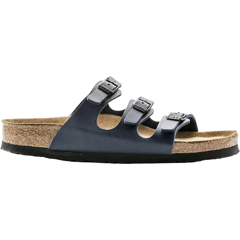 sandals for women with woven detailingWomen's Birkenstock Florida Soft Footbed Navy Birko-Flor