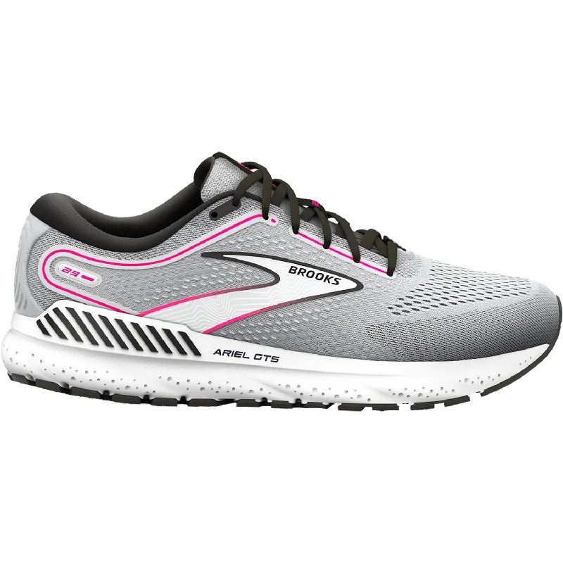 athletic shoes for women with multi-directional tread for stability-Athletic shoes for daily joggersWomen's Brooks Ariel GTS 23 Grey/Black/Pink Mesh