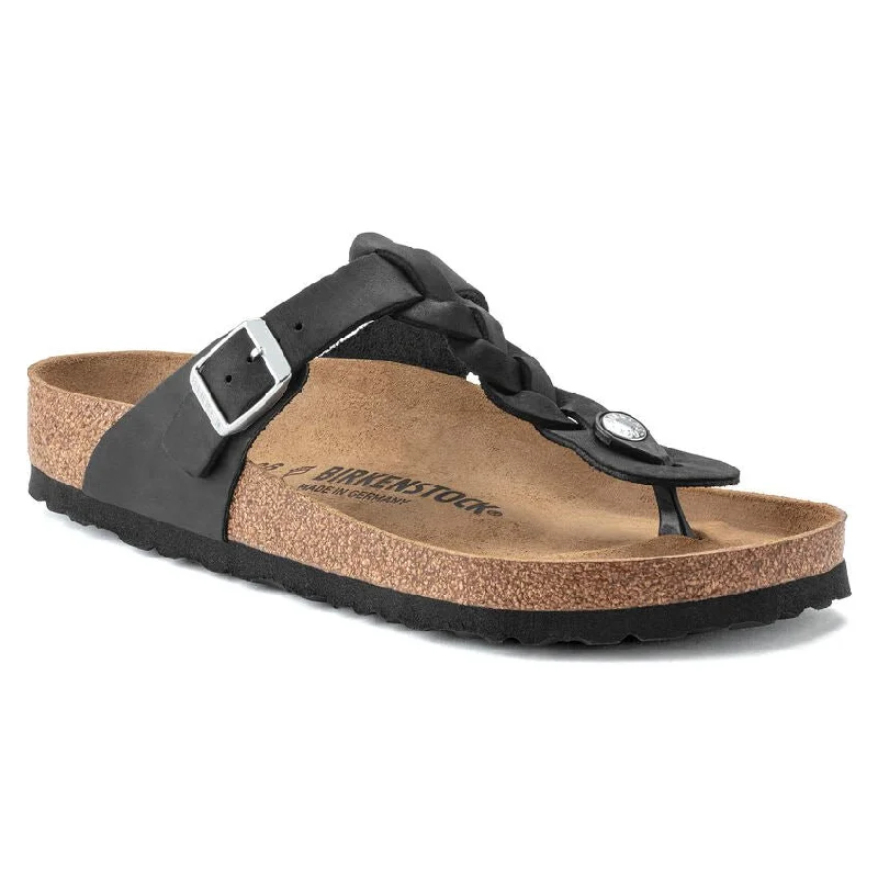 sandals for men with stylish metal accentsGizeh Oiled Leather Black