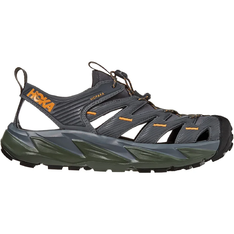 sandals for both indoor and outdoor funMen's Hoka One One Hopara Castlerock/Thyme Synthetic