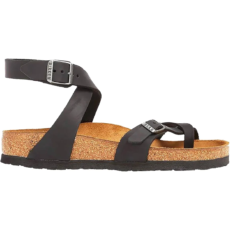 sandals for men with modern, trendy designWomen's Birkenstock Yara Black Oiled Leather