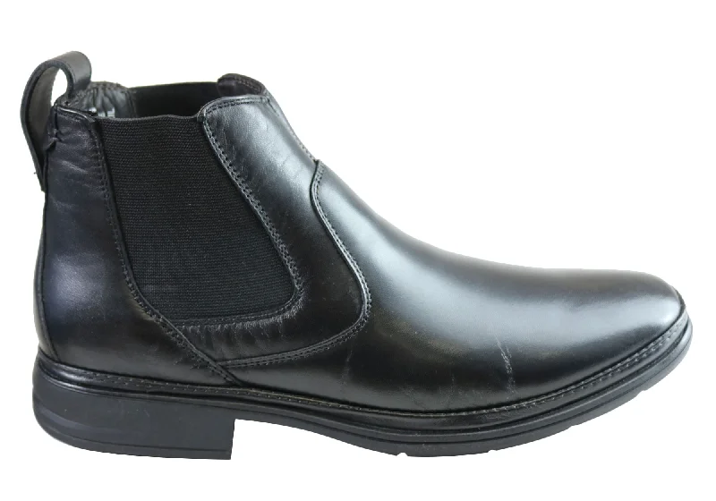 Classic tall boots for women with buckle details-Savelli Richard Mens Leather Chelsea Dress Boots Made In Brazil